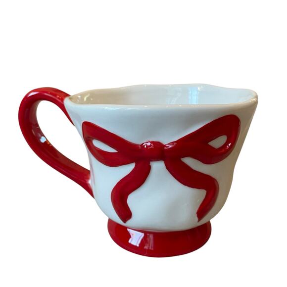 Hand Painted RED BOW Mug Set of 2 Christmas Holiday Glam New - Picture 13 of 16